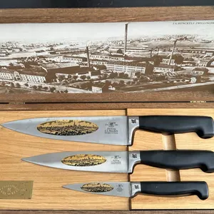 J.A. Henckels Solingen 3-Piece Knife Set in Wood Case