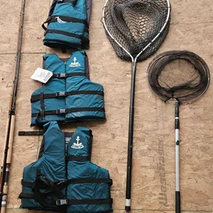 Fishing Gear Set With Life Jackets, Nets, Okuma and Shimano Rods