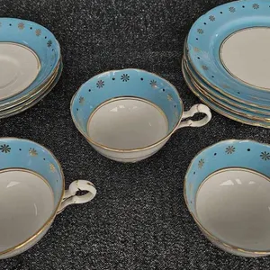 Royal Grafton Fine Bone China Set - Sky Blue Starburst Pattern
