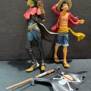 One Piece Anime PVC Figures: Luffy and Zoro with Pirate Flag