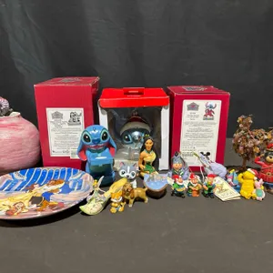 Disney Collectibles Lot With Ornaments, Plate, Figurines & Decor