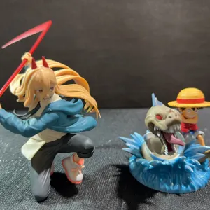 Chainsaw Man Power Figure and One Piece Luffy Figure Set