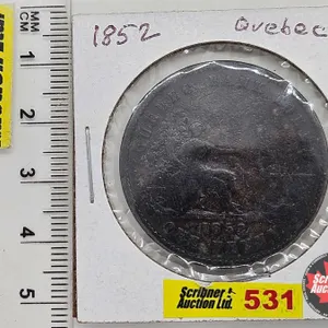 Province du Canada Deux Sous : Quebec Bank Token 1852 One Penny