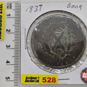 Province du bas Canada Deux Sous 1837 One Penny Bank Token "City Bank"