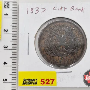 Province du bas Canada Un Sou 1837 Half Penny Bank Token "City Bank"