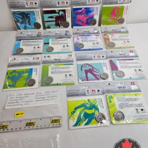 RCM 2010 Olympic Sports : Twenty Five Cent Collector Coins (14) Ice Hockey; Curling; Snowboarding; F