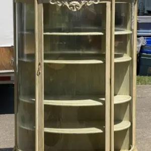 Painted Oak Curved Glass China Cabinet