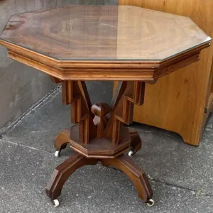 Antique Table with Glass Top