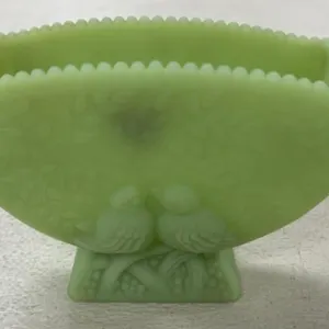 Fenton Satin Glass Love Birds Planter