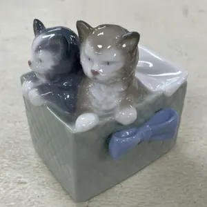 Lladro Kitten in Basket Figurine