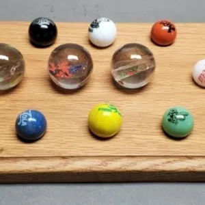 14 Character & Adv. Marbles w/ Display Board