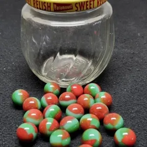 Jar w/ 22 Water Melon Marbles