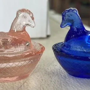 Mini Glass Hens On Nest