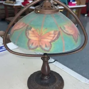 Reversed Painted Buttery Bronze Lamp