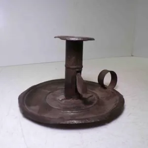 Antique Metal Tin Finger Candle Holder Push Up