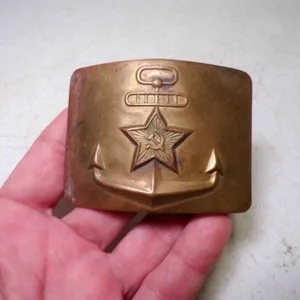 Vintage Brass Belt Buckle Anchor Star Emblem of