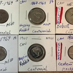 6 Canada Animal Coins. 2 Silver.