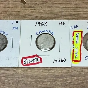 3 Canada Silver Dimes.