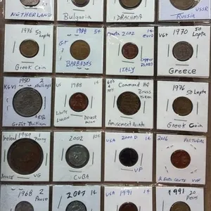 2 Pages Asst. International Coins.