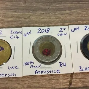 3 Commemorative Canada $1 & $2 Coins.