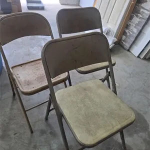 3 metal folding chairs