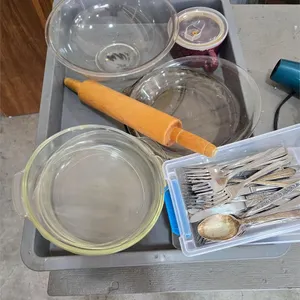Misc baking pans and silverware