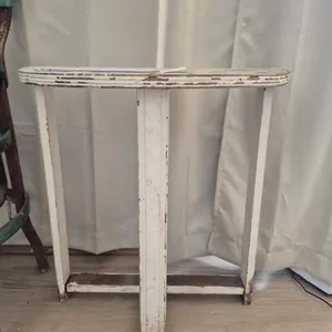 Distressed White Pedestal Side Table