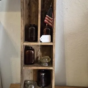 Wooden Display Shelf & Tobacco Glasses