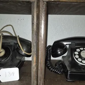 2 - Black Rotary Dial Telephones