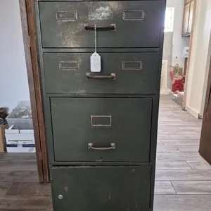 Green Metal 4-Drawer Filing Cabinet