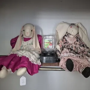 Two  Stuffed Bunny Rabbits with Dresses