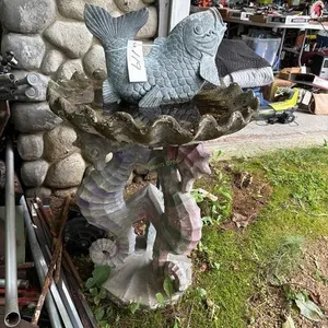 Cement Bird Bathe & Plastic Fish Top