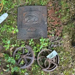 Steel Pulleys, Lion Stove Door & other