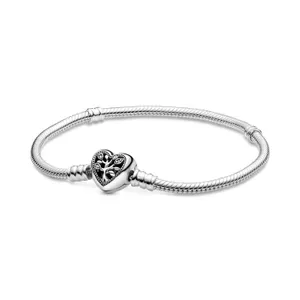 PANDORA 7.1” Moments Family Tree Heart Clasp Snake