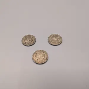 Three War Time 35% Silver Jefferson Nickels (1943, 1944)