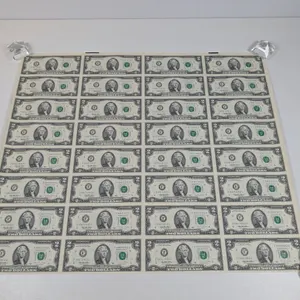 Uncut Sheet of 32 Two Dollar Bills