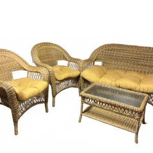 Four-Piece Wicker Furniture Set with Cushions