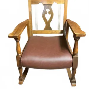 Wooden Rocking Chair with Leather Seat