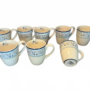 Pfaltzgraff Filigree Blue and Cream Mugs Set
