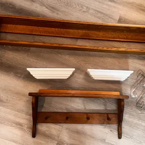 Wooden Wall Shelves with Accessories