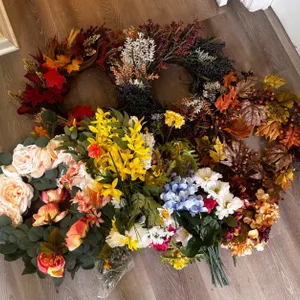 Seasonal Faux Floral Arrangements and Decorative Wreaths