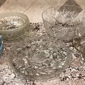 Vintage and Clear Glass Serving Bowls