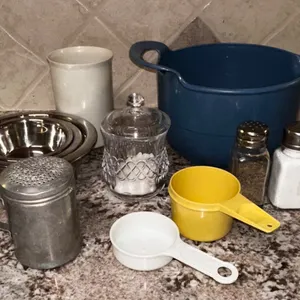 Vintage Kitchen Utensils and Serveware Lot, Mixed Materials