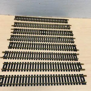 8 Straight Sections HO Gauge Model Railroad Track by AHM Austria and Yugoslavia, Code 100 Brass Rail