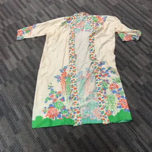 Early to Mid-20th Century Kimono-Style Robe With Multicolored Floral Motif, Approx. 47 Inches Length