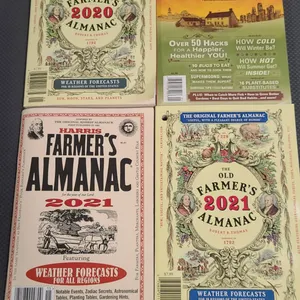 Four Farmer’s Almanacs (2020–2021) Including Old, Harris’, and Standard Editions, US Focus