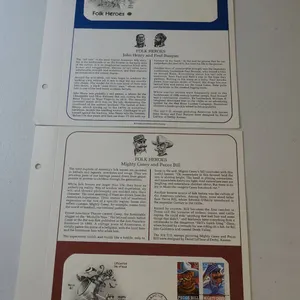 1996 USPS First Day Covers Folk Heroes Series: John Henry, Paul Bunyan, Mighty Casey, Pecos Bill