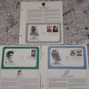 3 Postal Commemorative Society First Day Covers—America’s Classic Films & James Dean Stamp Pages