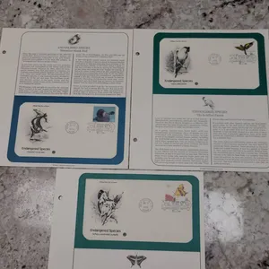 1996 Postal Commemorative Society Endangered Species First Day Covers Set: Butterfly, Parrot, Seal,