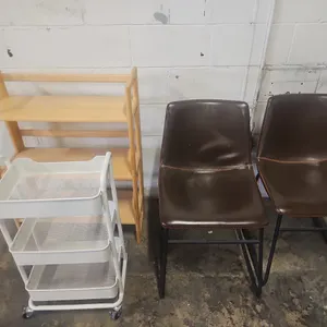 Leather Chairs, Cart and Shelf